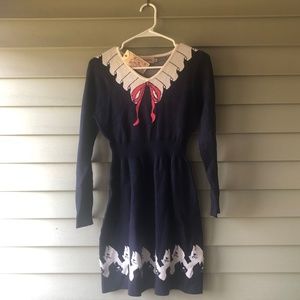 Miss Patina Sweater Dress with bows AND cats